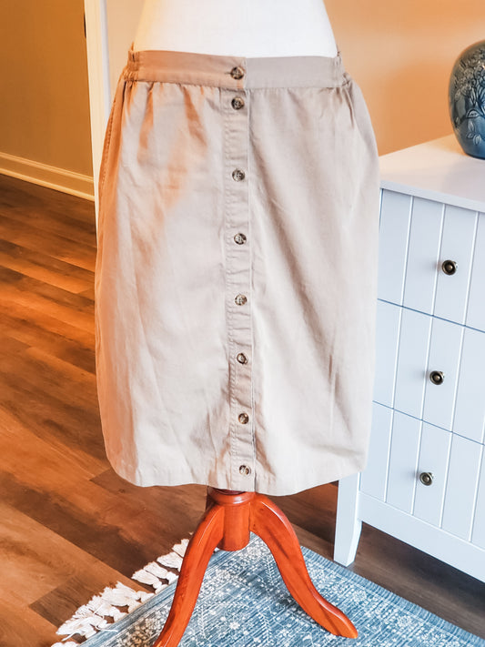 Khaki Cotton Skirt with Buttons 14/16