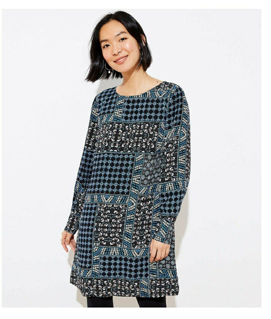 Black Pink Blue Print Dress 4