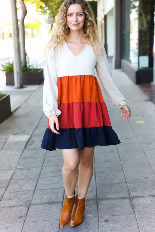 Tiered Colorblock Dress XL