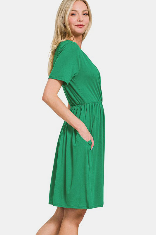NEW Kelly Green V Neck Dress