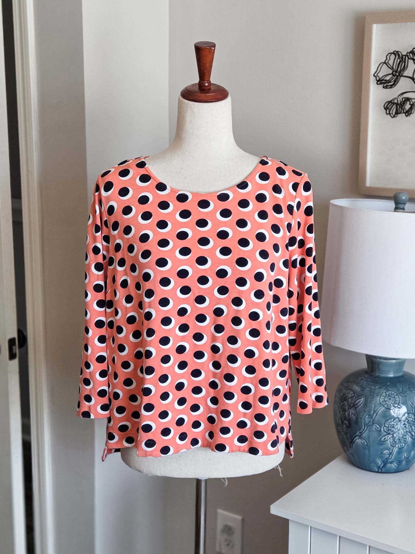 Coral Black Print Top M