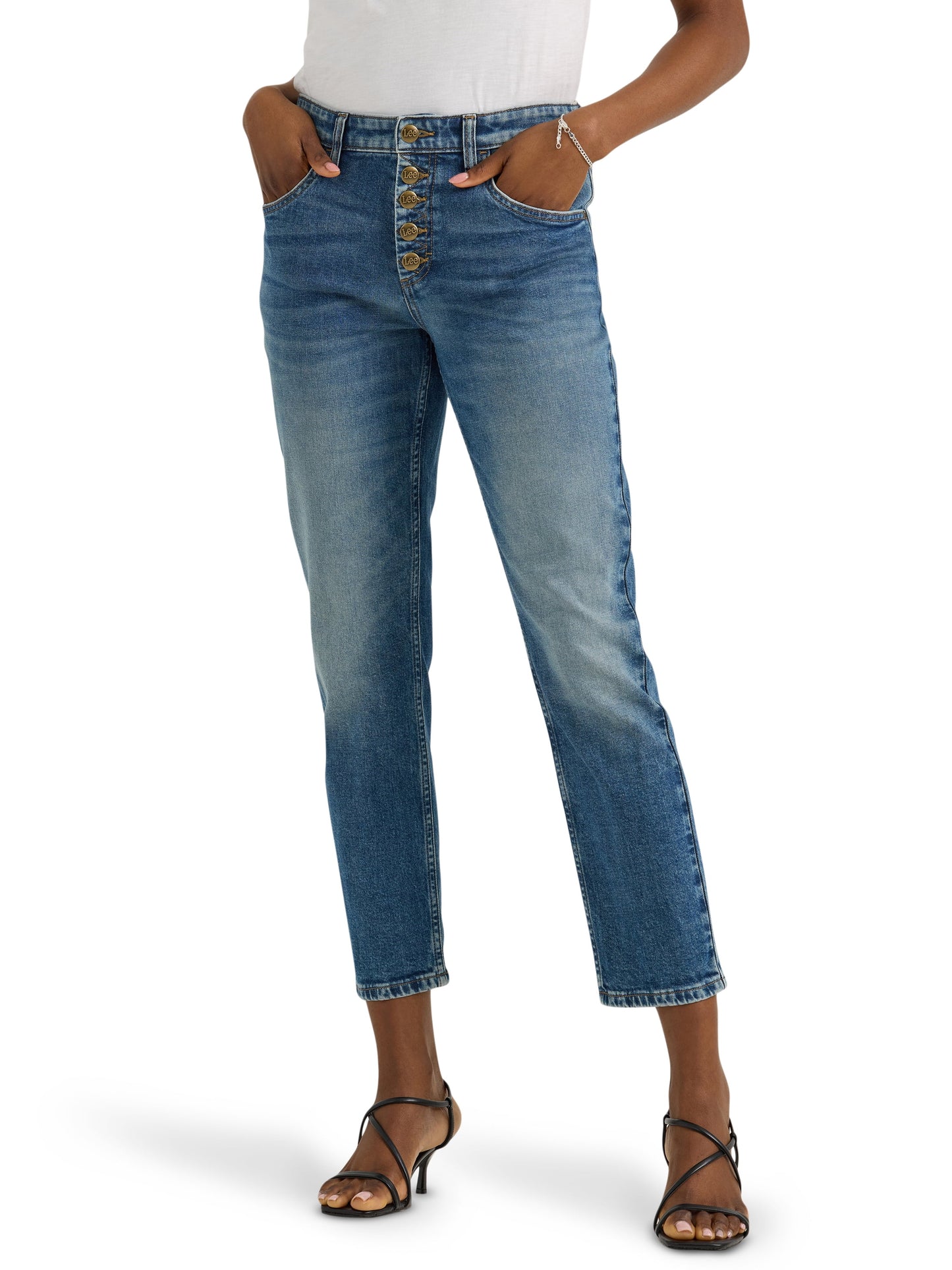 Button Fly High Rise Jeans 14