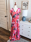 Coral Floral Maxi Dress 1-2X