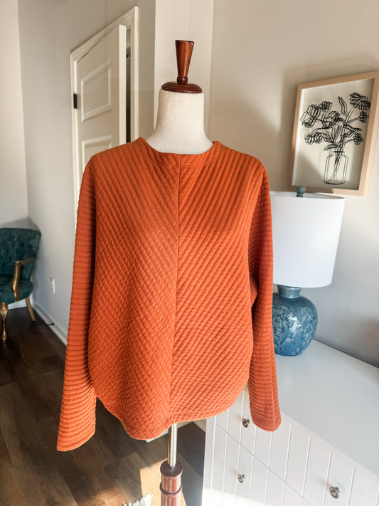 Orange Quilted Pullover M/L