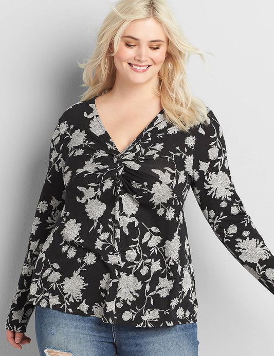 Black Gray Floral Top 18/20