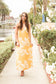 Yellow White Print Dress XS
