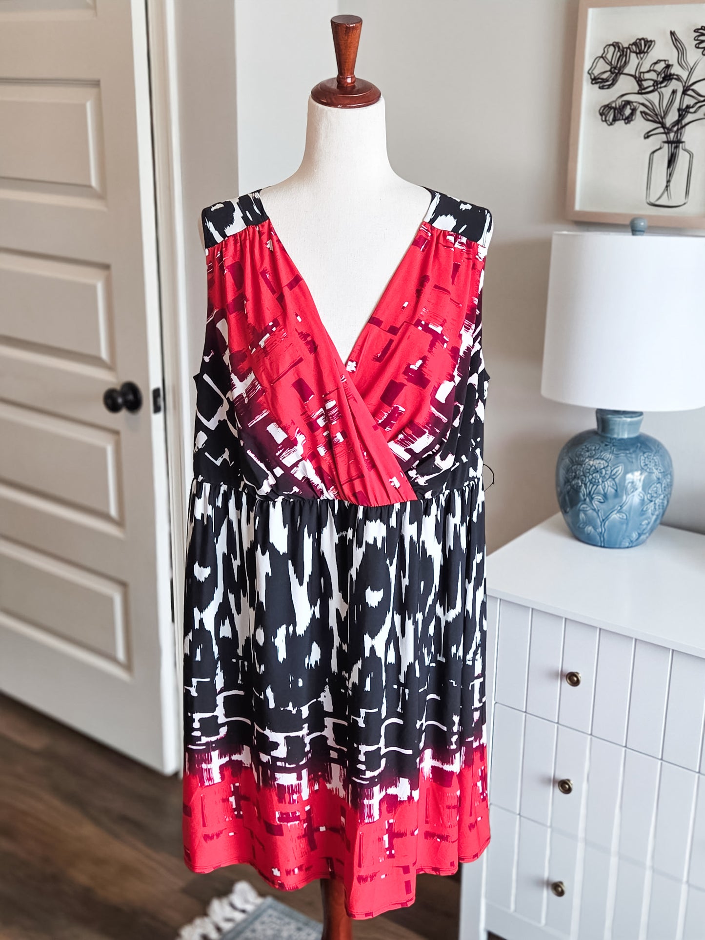 Black Red Print Dress 18/20W