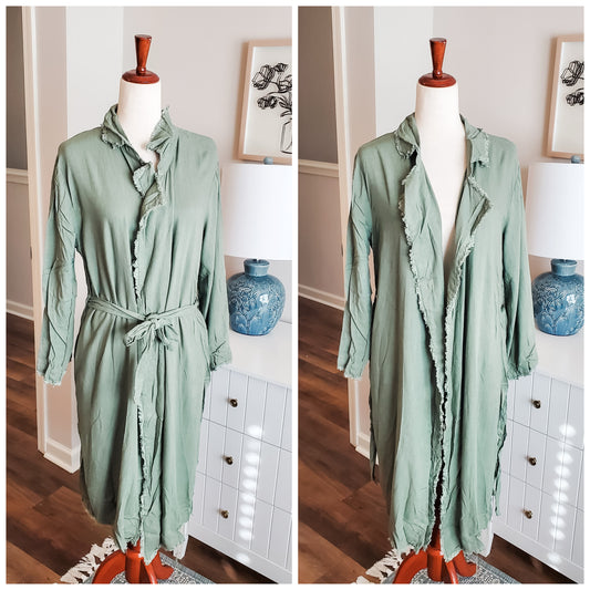 NEW Olive Tie Waist Long Jacket