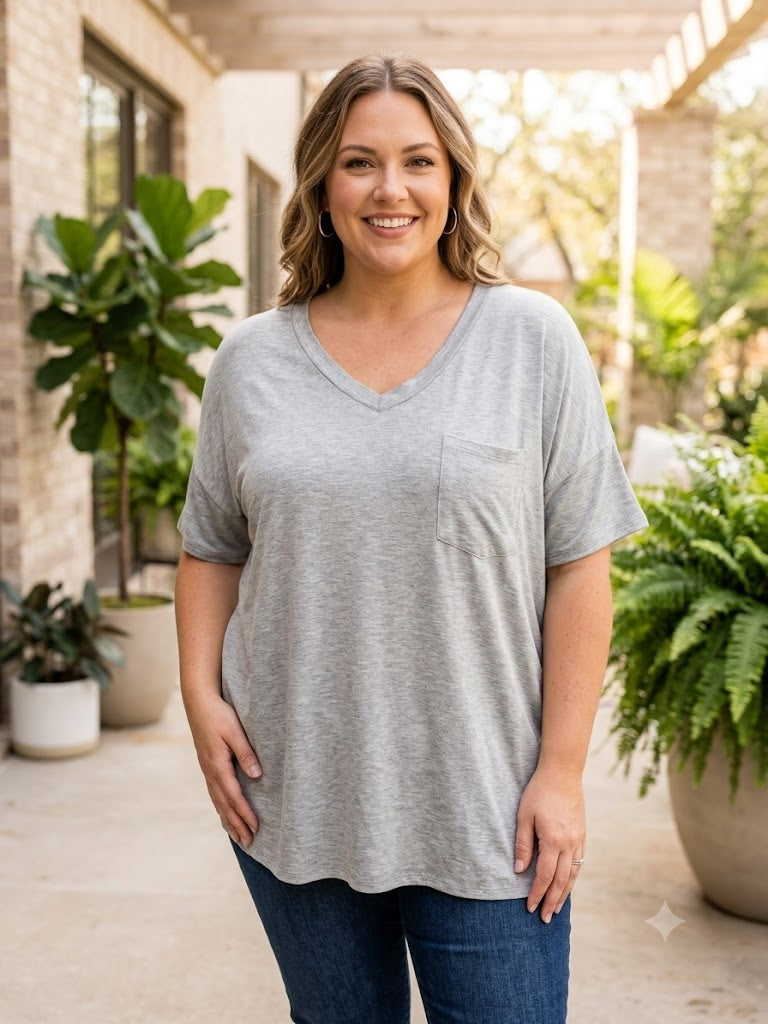 Gray Pocket Tee 3X