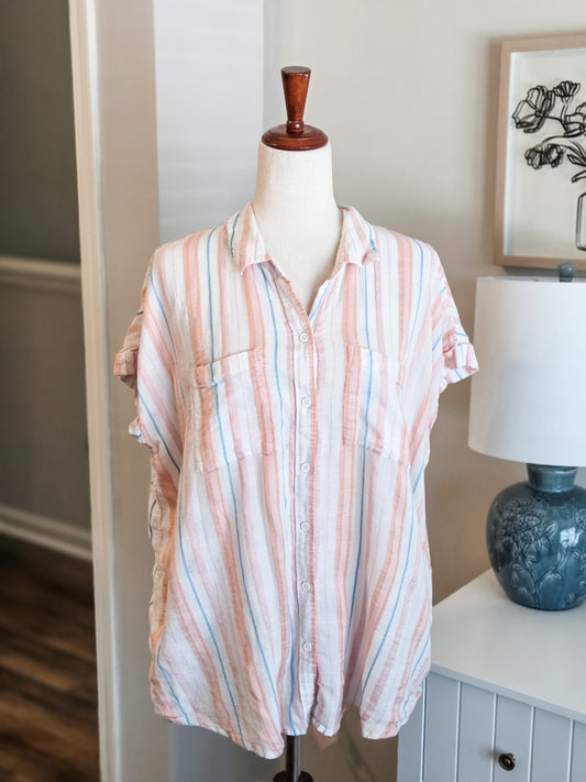 Striped Button Up XL