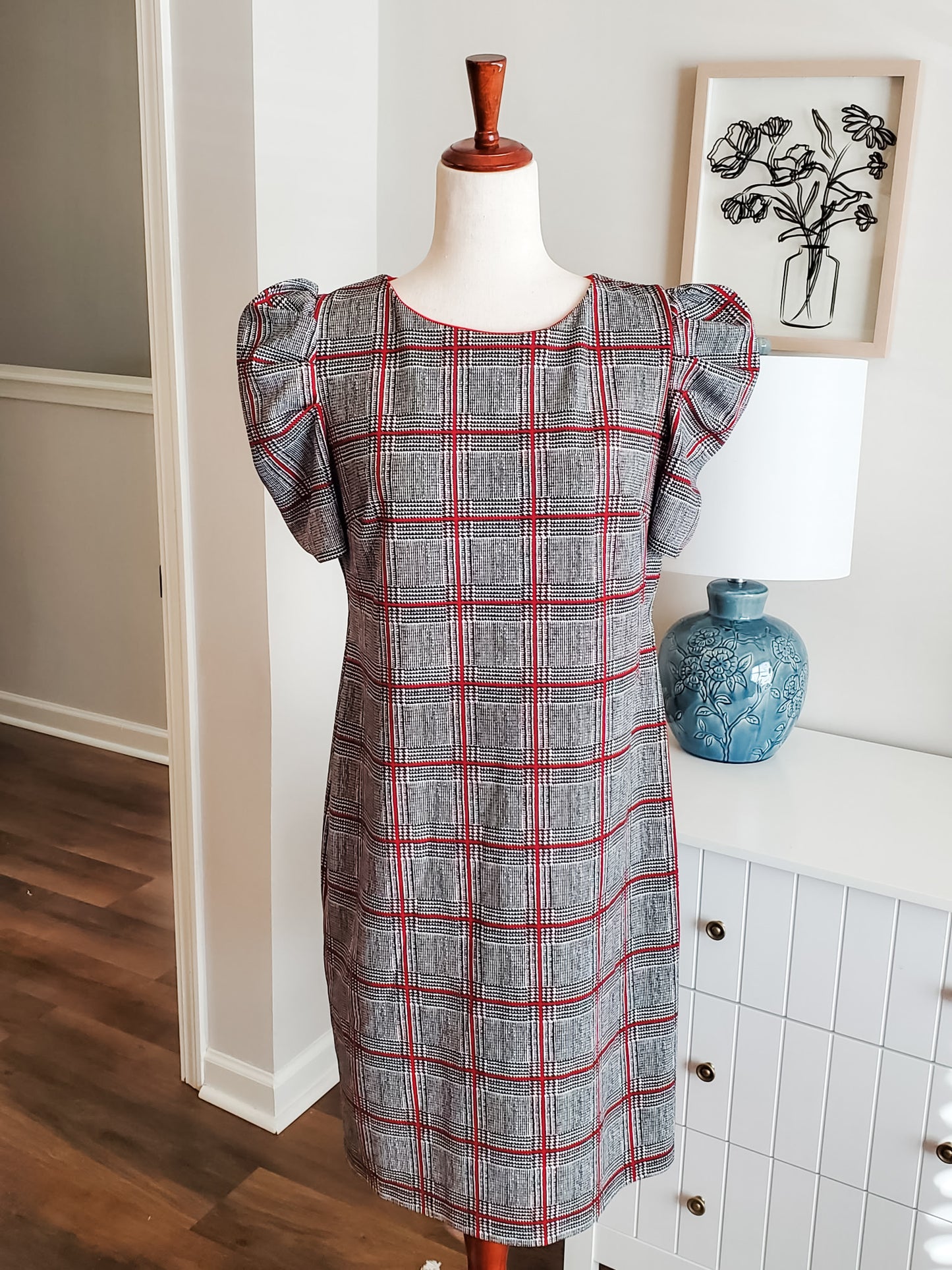 Black Red White Plaid Dress 14