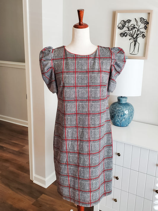 Black Red White Plaid Dress 14