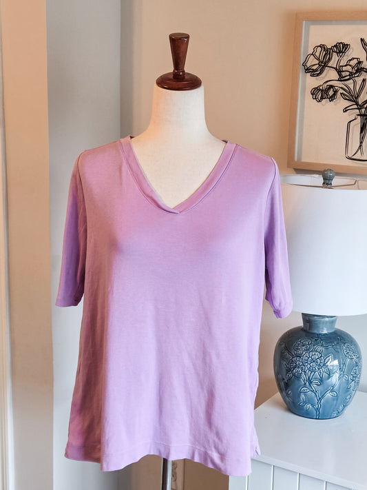 Purple V Neck Cotton Tee M