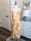 Yellow White Print Dress XS