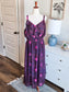 Navy Purple Red Print Maxi Dress 2-3X