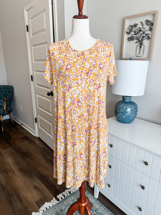 Yellow Floral Dress L
