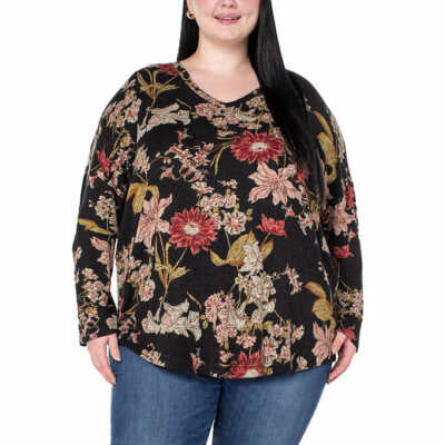 Black Floral Top 2-3X