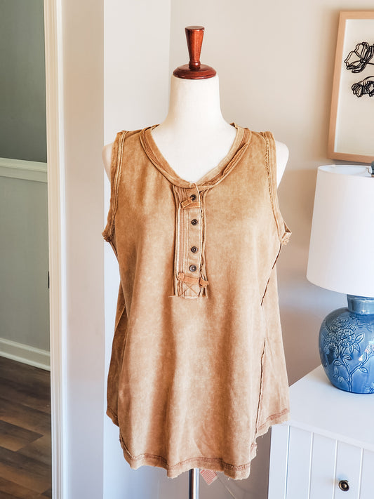 NEW Camel Cotton Tank M