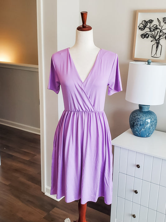 NEW Purple V Neck Dress