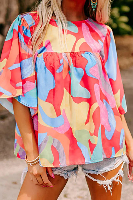 Multi Color Print Top S