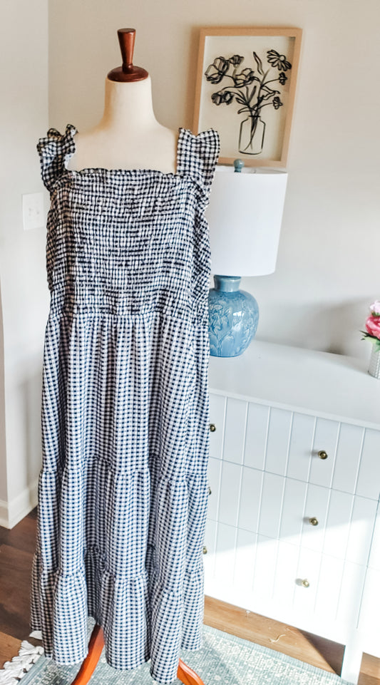 Black White Gingham Maxi Dress 26/28W