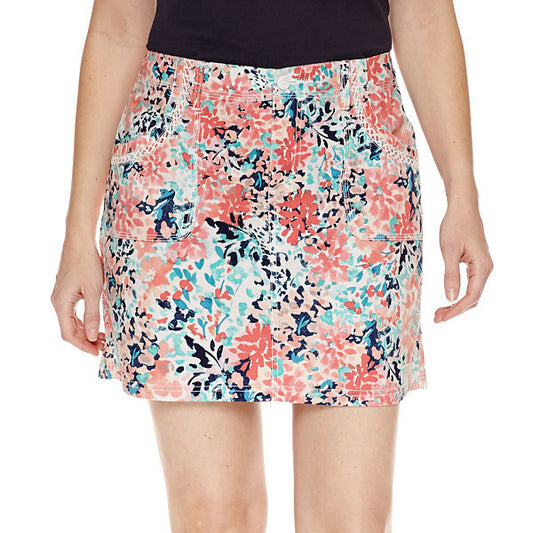 Peach Navy Floral Skirt 4