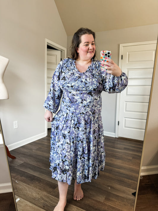 Purple and Black Floral Dress