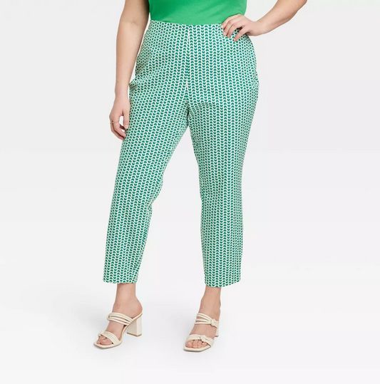 Green Print Pants 10