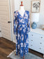 Blue Pink Floral Maxi Dress 14W