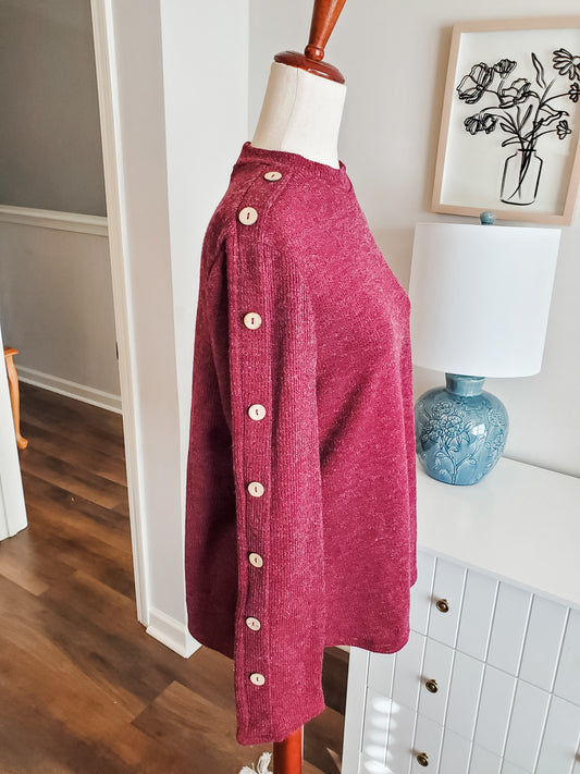 Burgundy Top with Buttons L