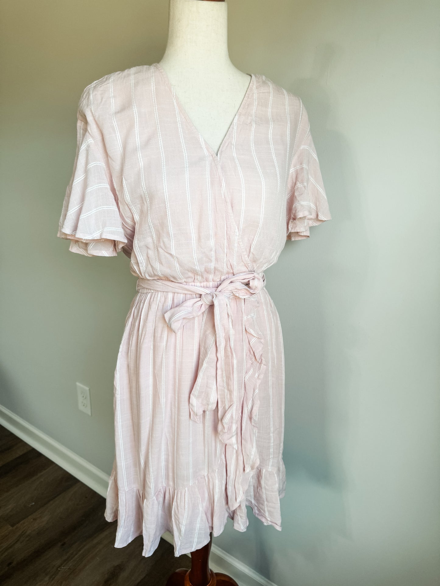 Pink White Striped Dress M