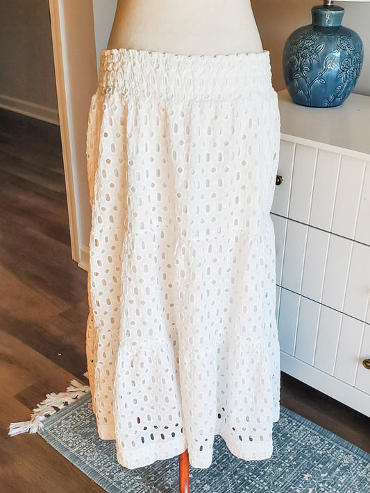 White Somerset Eyelet Maxi Skirt S