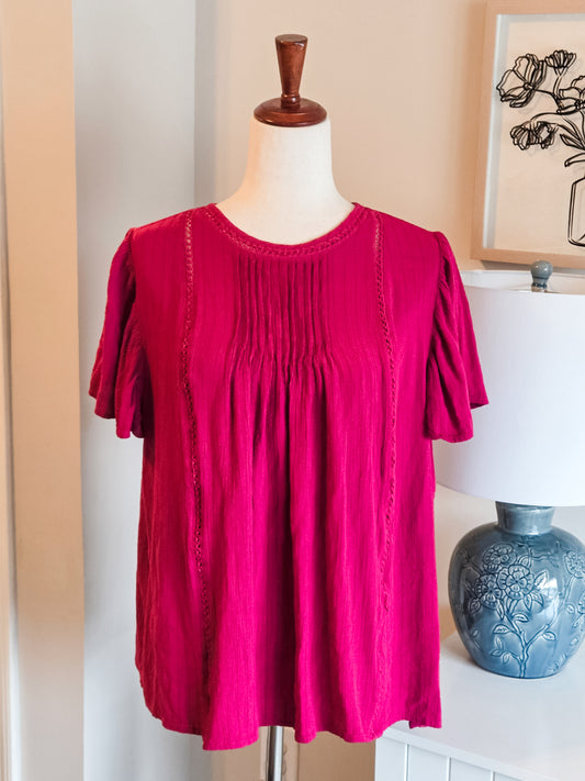 Magenta Pleated Top M