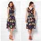 Navy Red Yellow Lemon Print Dress 12