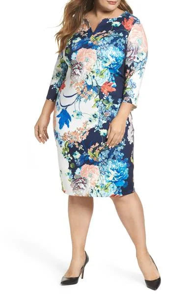 White Multi Color Floral Dress 16W