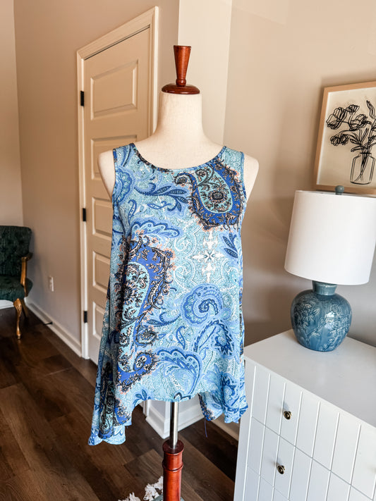 Blue Black Brown Print Tank S