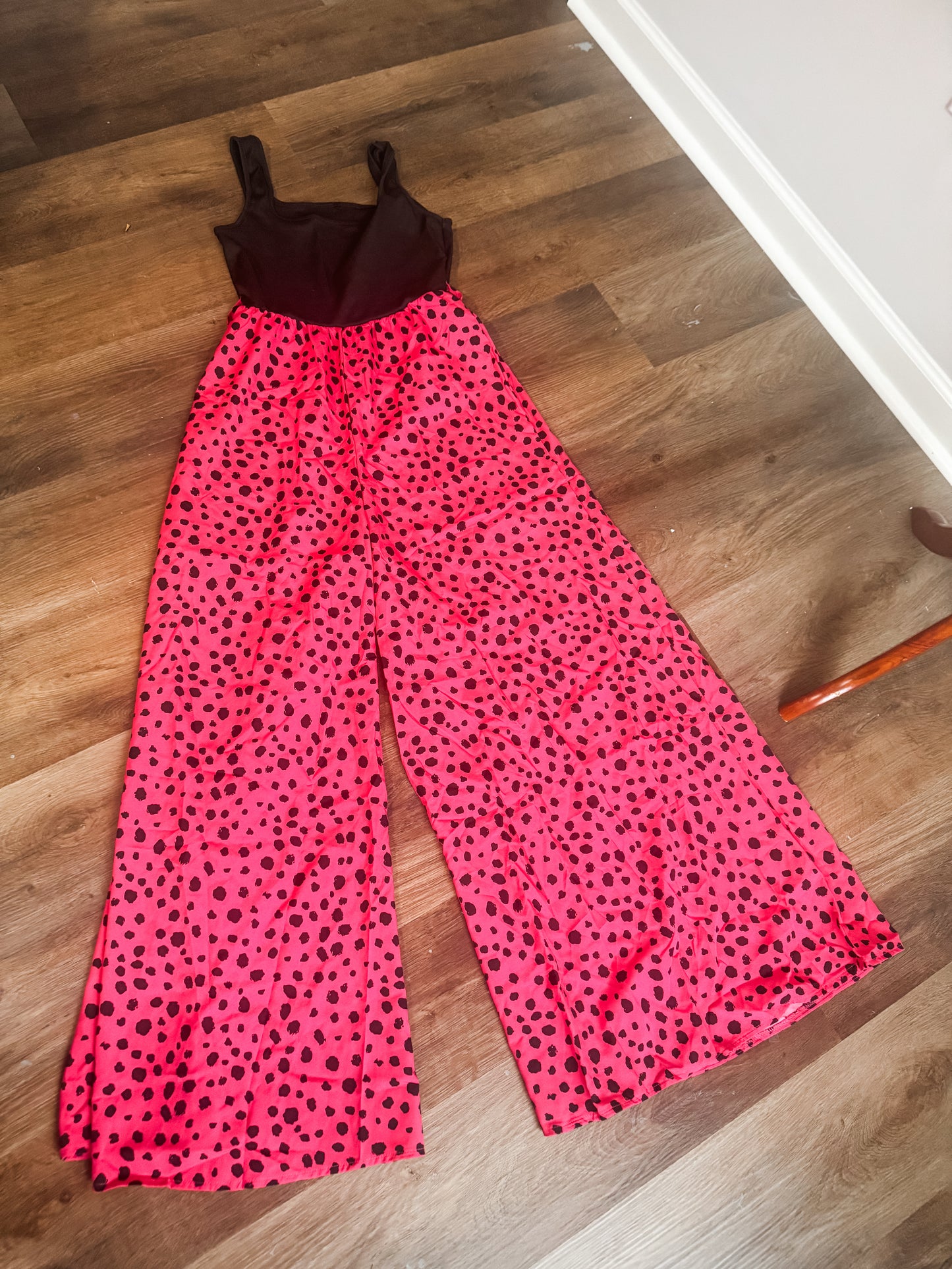 Pink Black Print Jumpsuit S