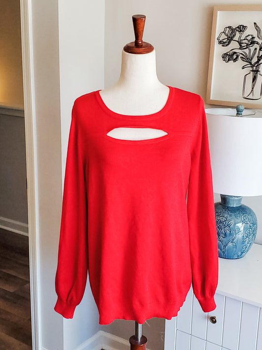 Red Cutout Sweater XL