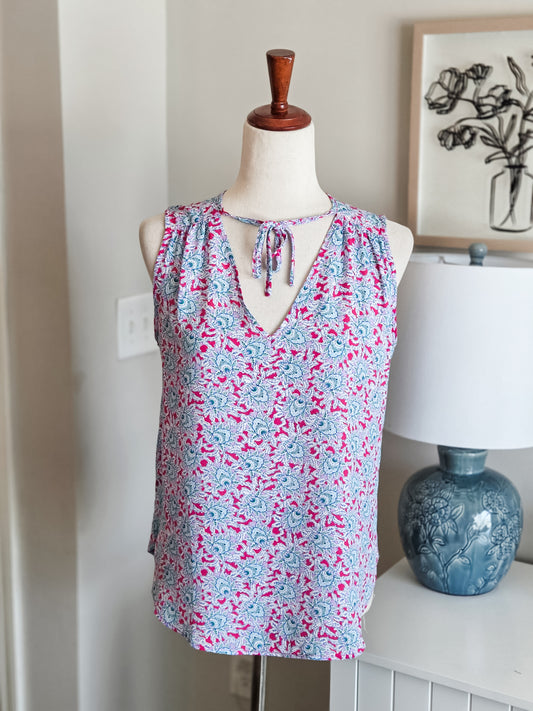 Purple Pink Teal Floral Tank S