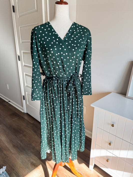 Green Polka Dot Dress XL