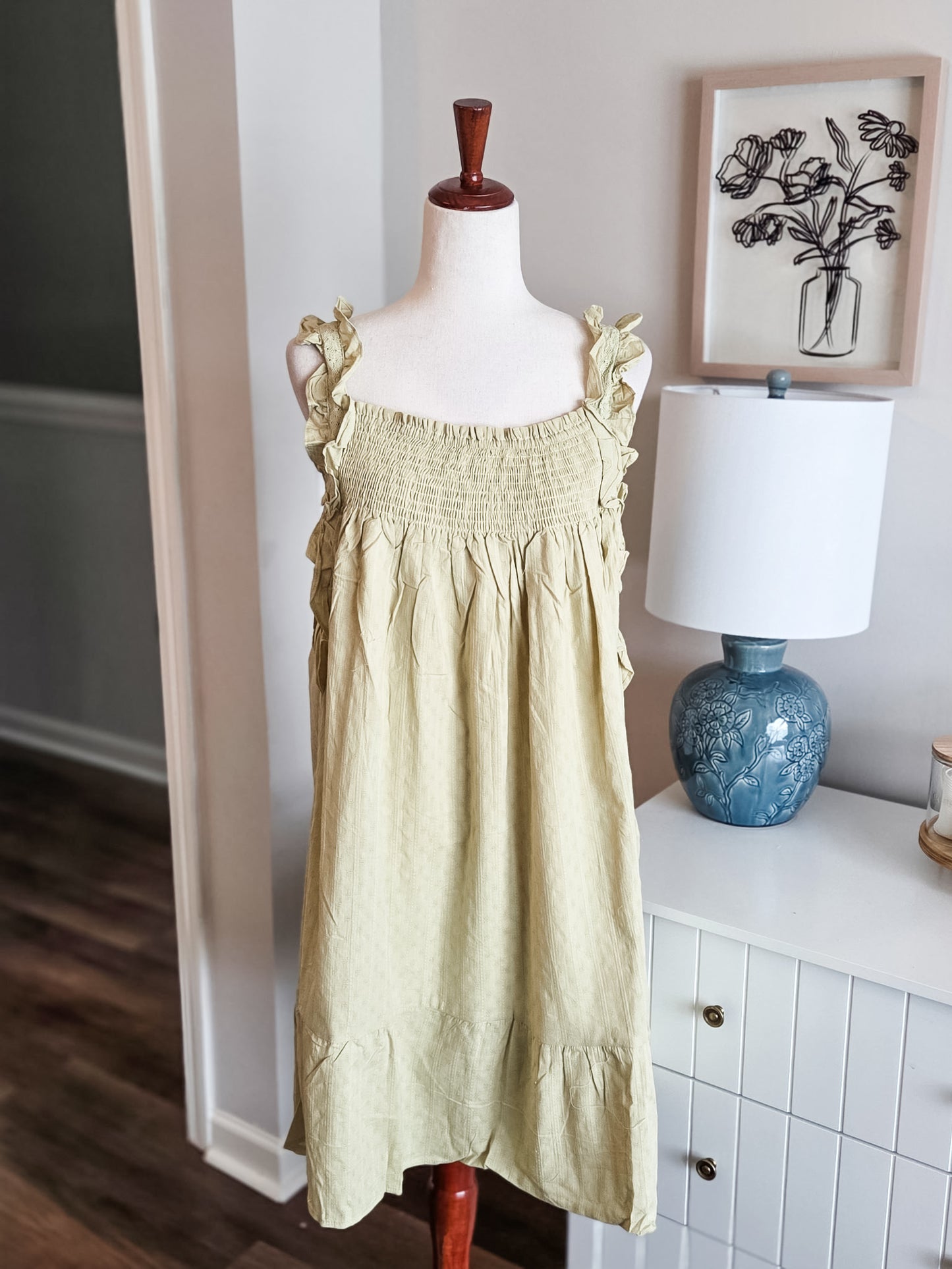NEW Green Smocked Dress