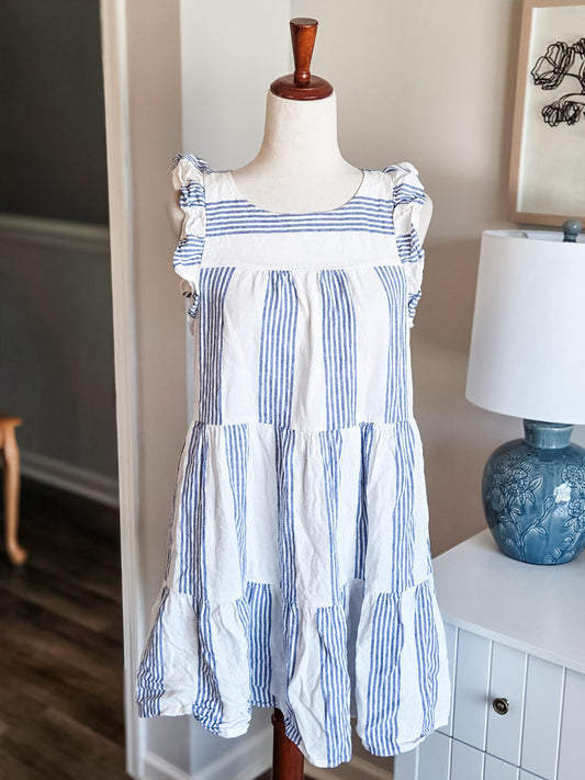 Blue White Striped Dress 4