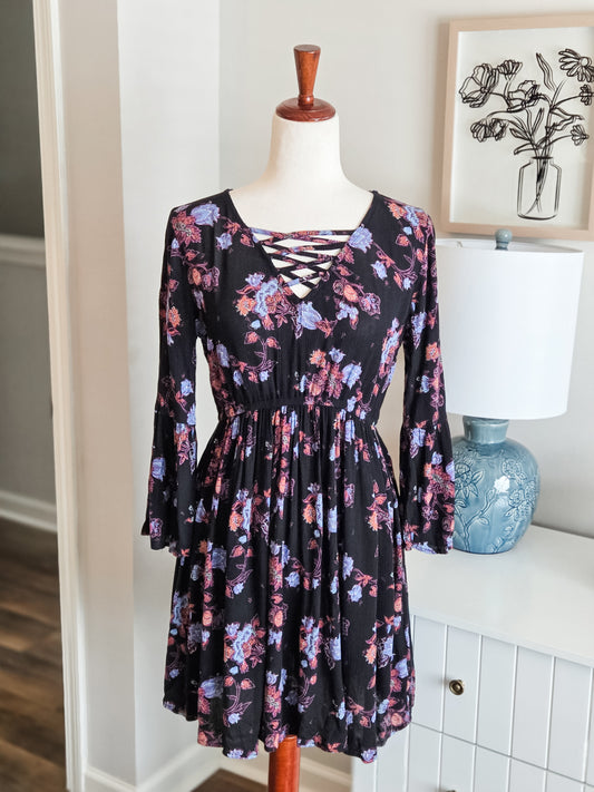 Black Floral Dress S