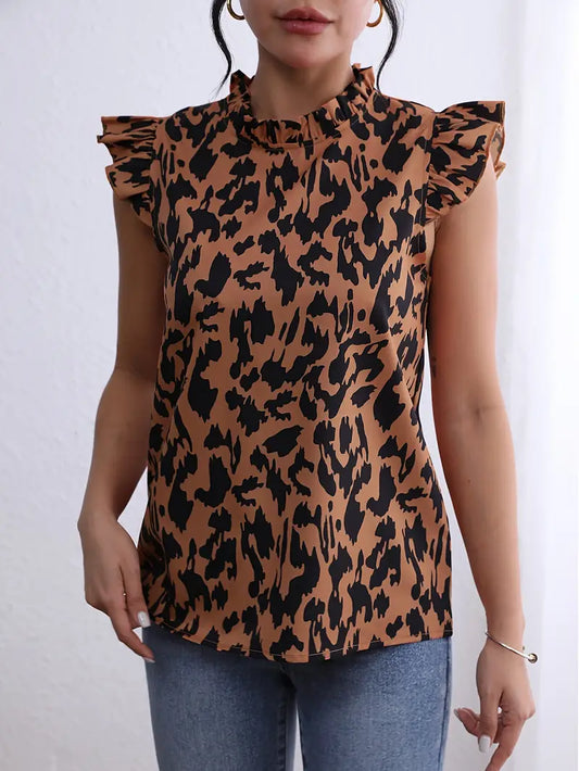Brown Black Print Top L
