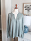 NEW Green Grommet Neckline Top M