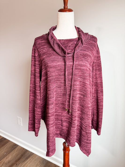 Burgundy Cowl Neck Top L