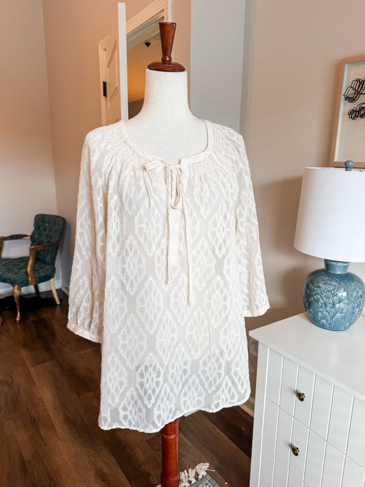 Cream Embossed Maternity Top M