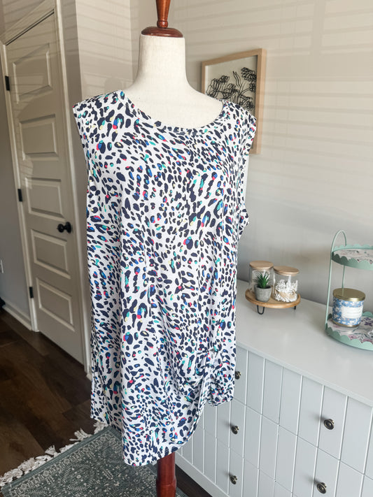 Multi Color Animal Print Tank 3X
