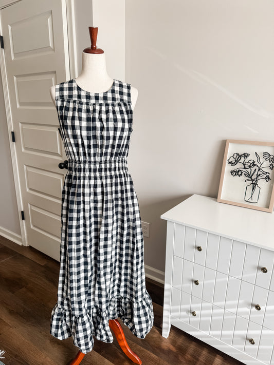 Black White Checked Dress L