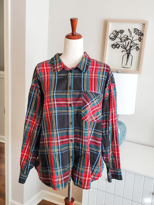 Multi Color Plaid Button Up XXXL